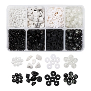 8 Styles Handmade Polymer Clay Beads, Glass Seed Beads, Synthetic Hematite Beads, Synthetic White Howlite Chip Beads, Mixed Color, Polymer Clay: 6x1mm, Hole: 2mm(CLAY-YW0001-33)