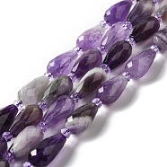Natural Amethyst Beads Strands, Faceted, Teardrop, 12~16.5x7.5~8.5mm, Hole: 0.8mm, about 20~21pcs/strand, 14.96~15.63''(38~39.7cm)(G-B028-A10)