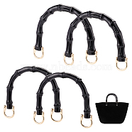 Elite 4 Sets 2 Styles Arch Plastic Imitation Bamboo Shank Bag Handles, with Alloy Shackle Clasp, Black, 100~113x133.5~157x13~17.5mm, Hole: 4~5mm, 2 sets/style(DIY-PH0022-34)