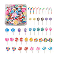 Handmade Polymer Clay Pendants, with Platinum Plated Iron Loops, Mixed Color, 42pcs/box(CLAY-TA0001-12)
