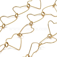 304 Stainless Steel Heart Link Chains, Soldered, with Spool, Ion Plating(IP), Real 18K Gold Plated, 29.5x27.5x1mm, 10m/roll(CHS-C014-15G)