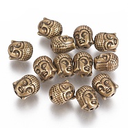 Tibetan Style Alloy Beads, Cadmium Free & Nickel Free & Lead Free, Buddha Head, Antique Bronze, 11x9x8mm, Hole: 1.5mm(TIBEB-60542-AB-FF)
