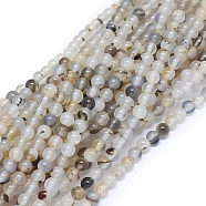 Natural Dendritic Agate Beads Strands, Round, 4~4.5mm, Hole: 0.6mm, about 90 pcs/Strand, 14.76 inch(37.5 cm)(G-D0005-18-4mm)