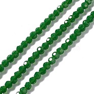 Faceted(32 Facets) Glass Beads Strands, Round, Dark Green, 4mm, Hole: 1mm, about 99~107pcs/strand, 14.09~15.43''(35.8~39.2cm)(EGLA-J042-36A-09)