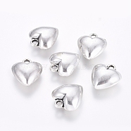 CCB Plastic Heart Pendants, Antique Silver, 26x23x12mm, Hole: 3mm(CCB-J027-64AS)