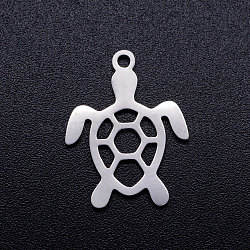 201 Stainless Steel Hollow Pendants, Turtle, Stainless Steel Color, 19x14x1mm, Hole: 1.5mm(STAS-Q201-JN280-1)
