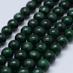 Natural Malachite Beads Strands, Grade B, Round, 6mm, Hole: 0.7mm, about 63pcs/strand, 15.5 inch(39.5cm)(G-F571-27B2-6mm)