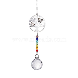 Crystal Glass Sun Catcher Pendant, Tree of Life Rainbow Maker, DIY Garden & Home Decoration, Teardrop, 330mm(PW-WG8D0B8-01)