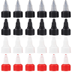 48Pcs 4 Style Plastic Twist Bottle Cap, Squeeze Bottle Replacement Caps, for Glue Dispensing Bottles, Crafts Repair and Art, Mixed Color, 39~40x23~23.5mm, 12pcs/style(FIND-BC0004-53)