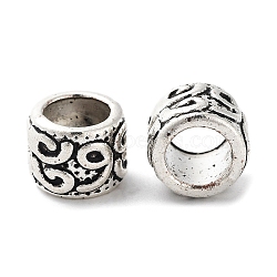 Tibetan Style Alloy European Beads, Large Hole Beads, Cadmium Free & Lead Free, Column, Antique Silver, 10x8mm, Hole: 6.5mm, about 526pcs/1000g(FIND-A035-06AS)