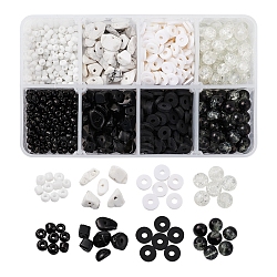 8 Styles Eco-Friendly Handmade Polymer Clay Beads, Glass Seed Beads, Synthetic Hematite Beads, Synthetic White Howlite Chip Beads, Mixed Color, Polymer Clay: 6x1mm, Hole: 2mm(CLAY-YW0001-33)