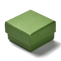 Cardboard Jewelry Set Boxes, with Sponge Inside, Square, Lime Green, 5.1x5x3.1cm(X-CBOX-C016-03A-01)