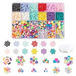 DIY Jewelry Making Kits, Including Handmade Polymer Clay Beads, Transparent & Opaque Acrylic Beads, Elastic Crystal Thread, Mixed Color, Beads: about 1980pcs/set(DIY-FS0001-96)