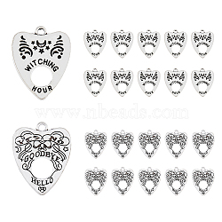 DICOSMETIC 40Pcs 2 Style Tibetan Style Alloy Pendants, Heart with Word, Platinum, 27.5x22.5~23x1.4mm, Hole: 2.4mm, 20pcs/style(FIND-DC0003-21)