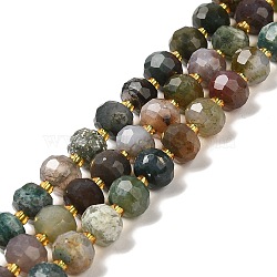 Natural Indian Agate Beads Strands, with Seed Beads, Faceted Rondelle, 7~8x5~6mm, Hole: 1mm, about 45~46pcs/strand, 14.57''~14.96''(37~38cm)(G-P508-A04-01)
