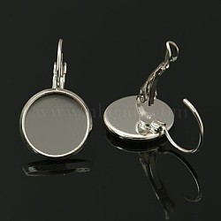 Brass Leverback Earring Findings, Platinum Color, Size: about 14mm wide, 25mm long, 12mm inner diameter(X-KK-C1244-P)