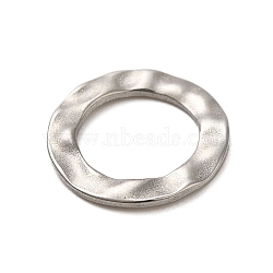 304 Stainless Steel Linking Rings, Textured Flat Ring, Stainless Steel Color, 15x1.5mm, Inner Diameter: 10mm(STAS-G344-14P)