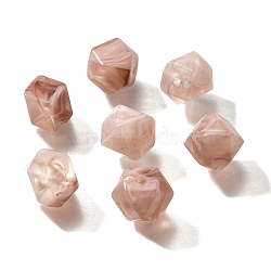 Acrylic Beads, Imitation Gemstone Beads, Polygon, Faceted, Misty Rose, 10x10x10mm, Hole: 1.5mm, about 570pcs/500g(OACR-A036-01F)