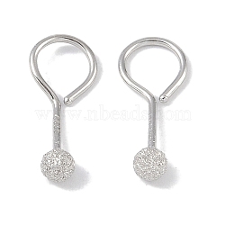 Rhodium Plated 999 Sterling Silver Texture Round Dangle Earrings for Women, with 999 Stamp, Platinum, 16x7x3mm(EJEW-S215-01P)