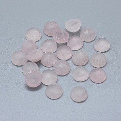 Natural Rose Quartz Cabochons, Faceted, Half Round/Dome, 9.5x5~5.5mm(G-F656-01A)