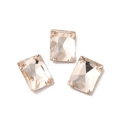 Glass Rhinestone Cabochons, Point Back & Back Plated, Faceted, Rectangle, Light Peach, 8x6x2.8mm(RGLA-P037-12B-D261)