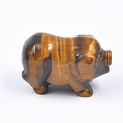 Natural Tiger Eye Sculpture Display Decorations, Lucky Pig Feng Shui Ornament, for Home Office Desk, 38x25x20mm(PW23021897697)