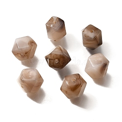 Acrylic Beads, Imitation Gemstone Beads, Polygon, Faceted, Coconut Brown, 10x10x10mm, Hole: 1.5mm, about 570pcs/500g(OACR-A036-01A)