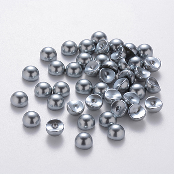 Half Round ABS Plastic Imitation Pearl Cabochons, DIY loosed Beads Cabochons for Face Beauty Makeup Nail Art Craft DIY Phone Making, High Luster, Gray, 8x5mm