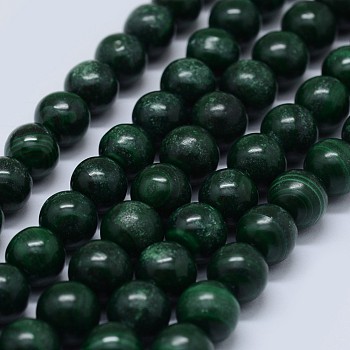 Natural Malachite Beads Strands, Grade B, Round, 6mm, Hole: 0.7mm, about 63pcs/strand, 15.5 inch(39.5cm)