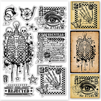 PVC Stamps, for DIY Scrapbooking, Photo Album Decorative, Cards Making, Stamp Sheets, Film Frame, Skeleton, 21x14.8x0.3cm