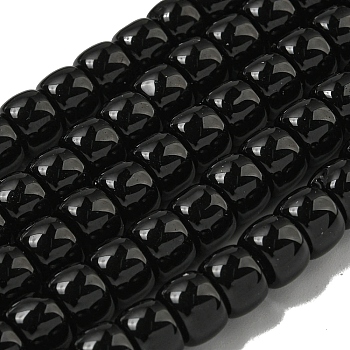 Opaque Glass Beads Strands, Barrel, Black, 8x6mm, Hole: 1.6mm, about 61~62pcs/strand, 14.84''~15.16''(37.7~38.5cm)