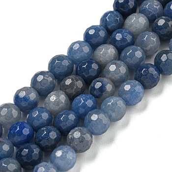 Natural Blue Aventurine Beads Strands, (128 Facets)Faceted, Round, Round, 6mm, Hole: 0.9mm, about 60pcs/strand, 14.76 inch(37.5cm)