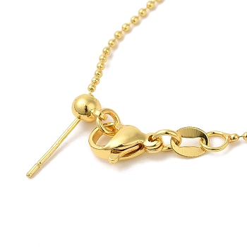 Brass Ball Chain Necklaces, Adjustable Slider Necklaces for Women, Real 18K Gold Plated, 18.27 inch(46.4cm)