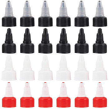 48Pcs 4 Style Plastic Twist Bottle Cap, Squeeze Bottle Replacement Caps, for Glue Dispensing Bottles, Crafts Repair and Art, Mixed Color, 39~40x23~23.5mm, 12pcs/style