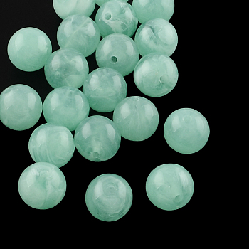 Round Imitation Gemstone Acrylic Beads, Medium Aquamarine, 16mm, Hole: 2mm, about 220pcs/500g