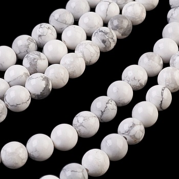 Natural Howlite Beads Strands, Round, 8mm, Hole: 1mm