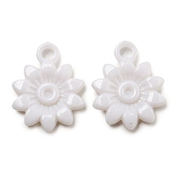 Opaque Acrylic Pendants, Flower Charms, White, 25.5x20x3.5mm, Hole: 3mm, about 520pcs/500g