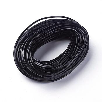 Cowhide Leather Cord, Leather Jewelry Cord, Round, Dyed, Black, Size: about 1.5mm in diameter