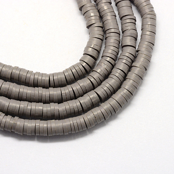Eco-Friendly Handmade Polymer Clay Beads, Disc/Flat Round, Heishi Beads, Slate Gray, 6x1mm, Hole: 2mm, about 380~400pcs/strand, 17.7 inch