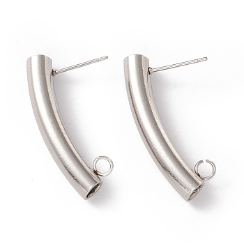 304 Stainless Steel Stud Earring Findings, with 316 Surgical Stainless Steel Pins and Vertical Loops, Tube, Stainless Steel Color, 30x5mm, Hole: 2.5mm, Pin: 0.7mm