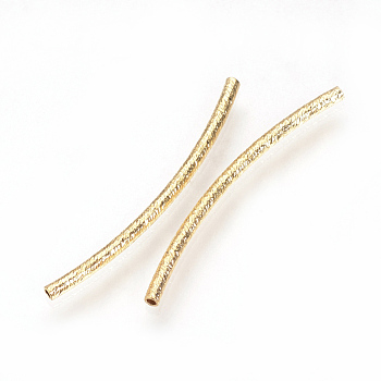 Brass Tube Beads, Real 18K Gold Plated, 29x1.5mm, Hole: 1mm
