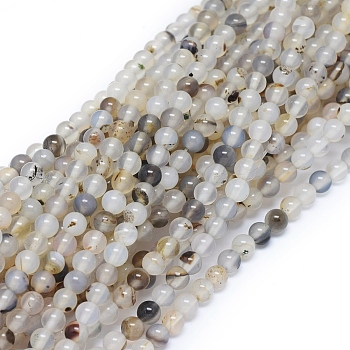 Natural Dendritic Agate Beads Strands, Round, 4~4.5mm, Hole: 0.6mm, about 90 pcs/Strand, 14.76 inch(37.5 cm)