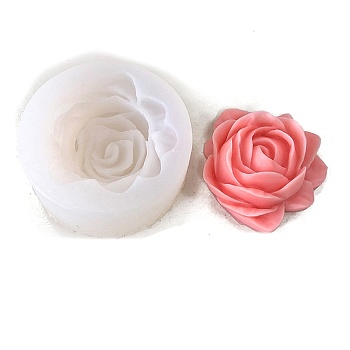 Flower Series Embossed Pillar DIY Candle Silicone Molds, Food Grade Silicone, for Scented Candle Making, White, 76x32mm