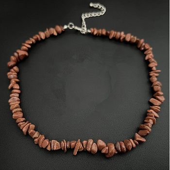 Synthetic Goldstone Chip Beaded Necklaces for Women