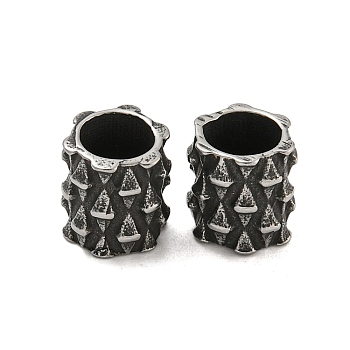 Column 304 Stainless Steel European Beads, Large Hole Beads, Antique Silver, Gear, 10x9mm, Hole: 6mm