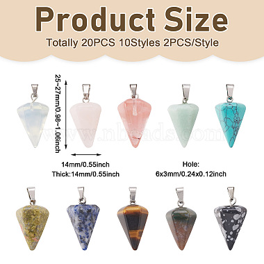 fashewelry 20шт. 10 подвески из натуральных и синтетических камней со смешанными драгоценными камнями(G-FW0001-36)-4