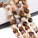 Natural Wood Lace Stone Wooden Jasper Beads Strands, Round, 10~10.5mm, Hole: 1mm, about 39~40pcs/strand, 15.43~15.91''(39.2~40.4cm)(G-B128-A04-04)