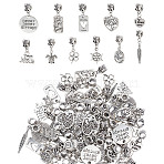 66Pcs 11 Styles Tibetan Style Alloy European Dangle Charms, Large Hole Beads, Mixed Shapes, Antique Silver, 23~40mm, 6pcs/style(PALLOY-HY00077)