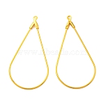 Iron Pendants, Teardrop Charms, for Hoop Earring Findings, Golden, 45x22x1.4mm, Hole: 1mm(RN-N001-01G)