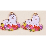 Alloy Enamel Pendants, Golden, Flower Charm, Dog, 21x28mm(PW-WG21F84-02)